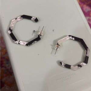 Chic Black and White Octagon Earrings